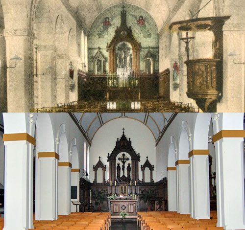 Meersel-Dreef, Chapel interior in 1914 and 2007