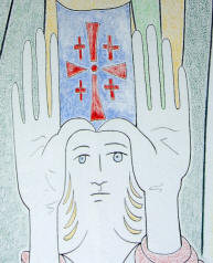 the thumbs touching in the old Jewish symbol for divinity